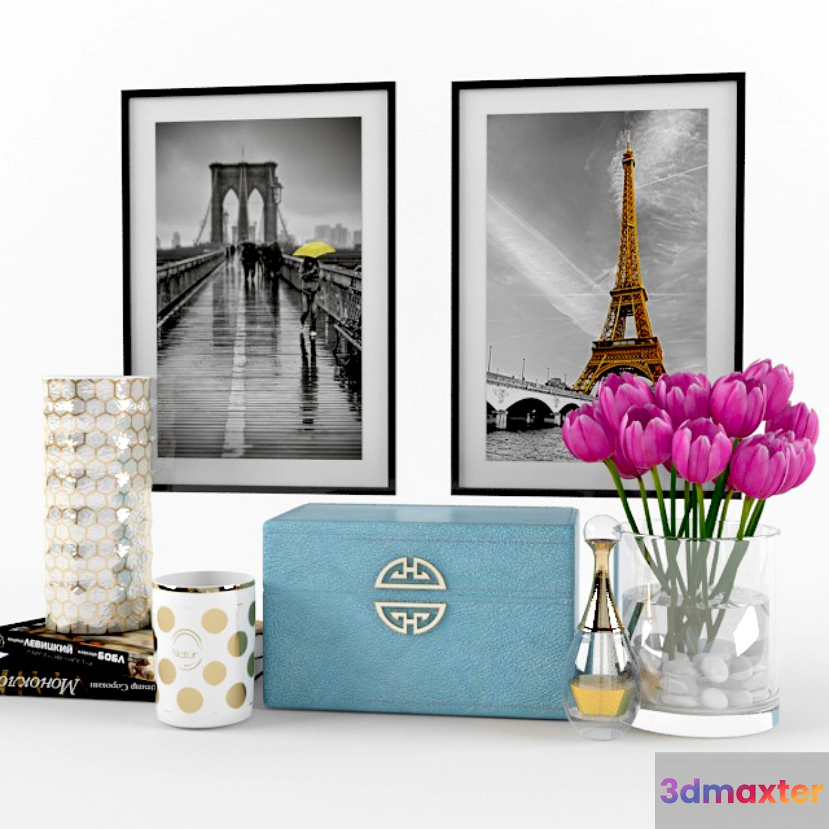 set with tulips