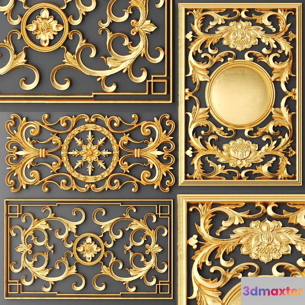 Set Lattices Classics Stucco molding Rosette luxury gold decor carving molding stucco ceiling classical - No.2