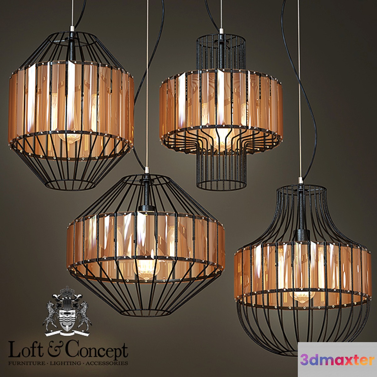 Suspension Glass Plate Pendant 3D Max