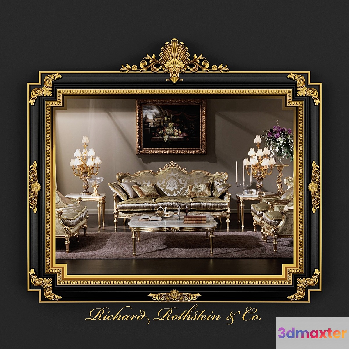Classic Regency Style Black and Gold Mirror - No.2