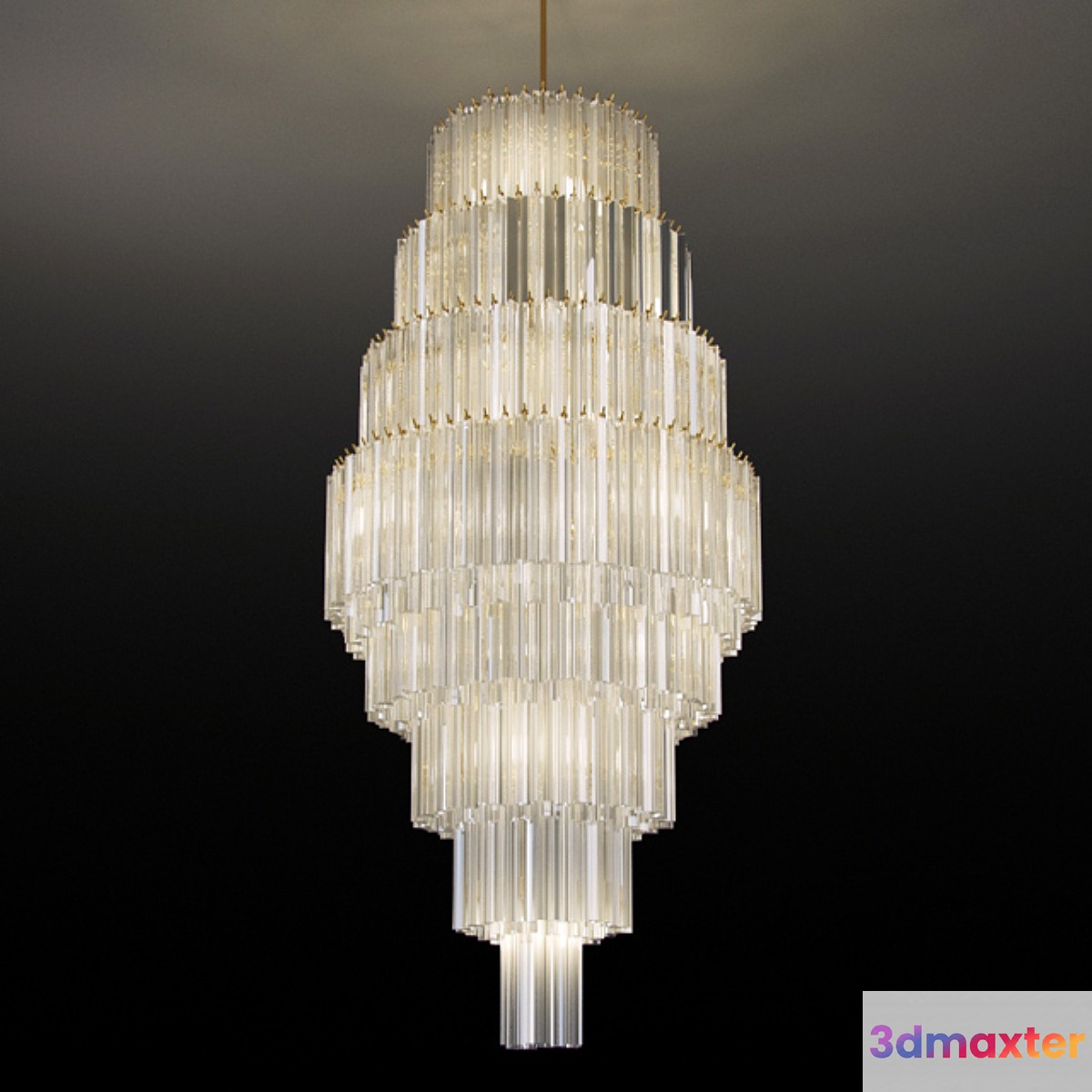 Impressive Murano Glass Fall Chandelier 3D Max