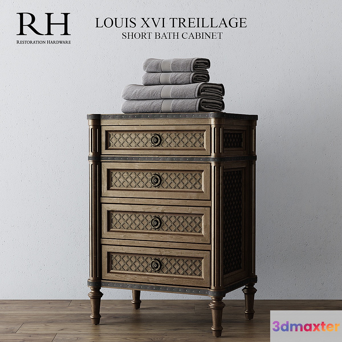 RH LOUIS XVI TREILLAGE SHORT BATH CABINET 3D Max