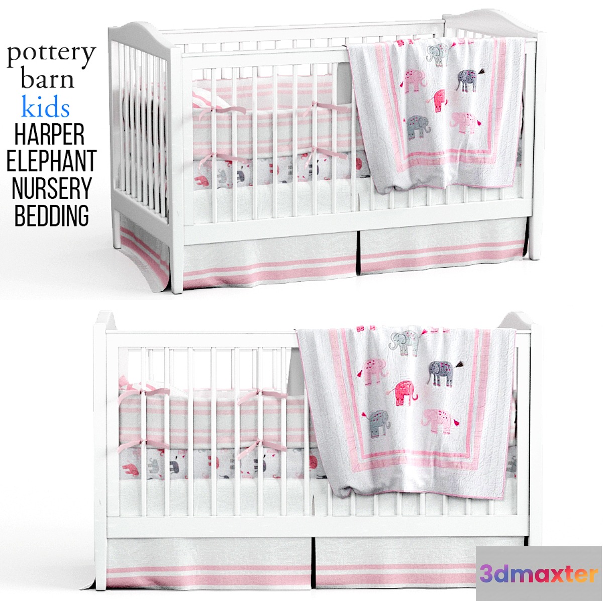 Harper Elephant Nursery Bedding 3D Max