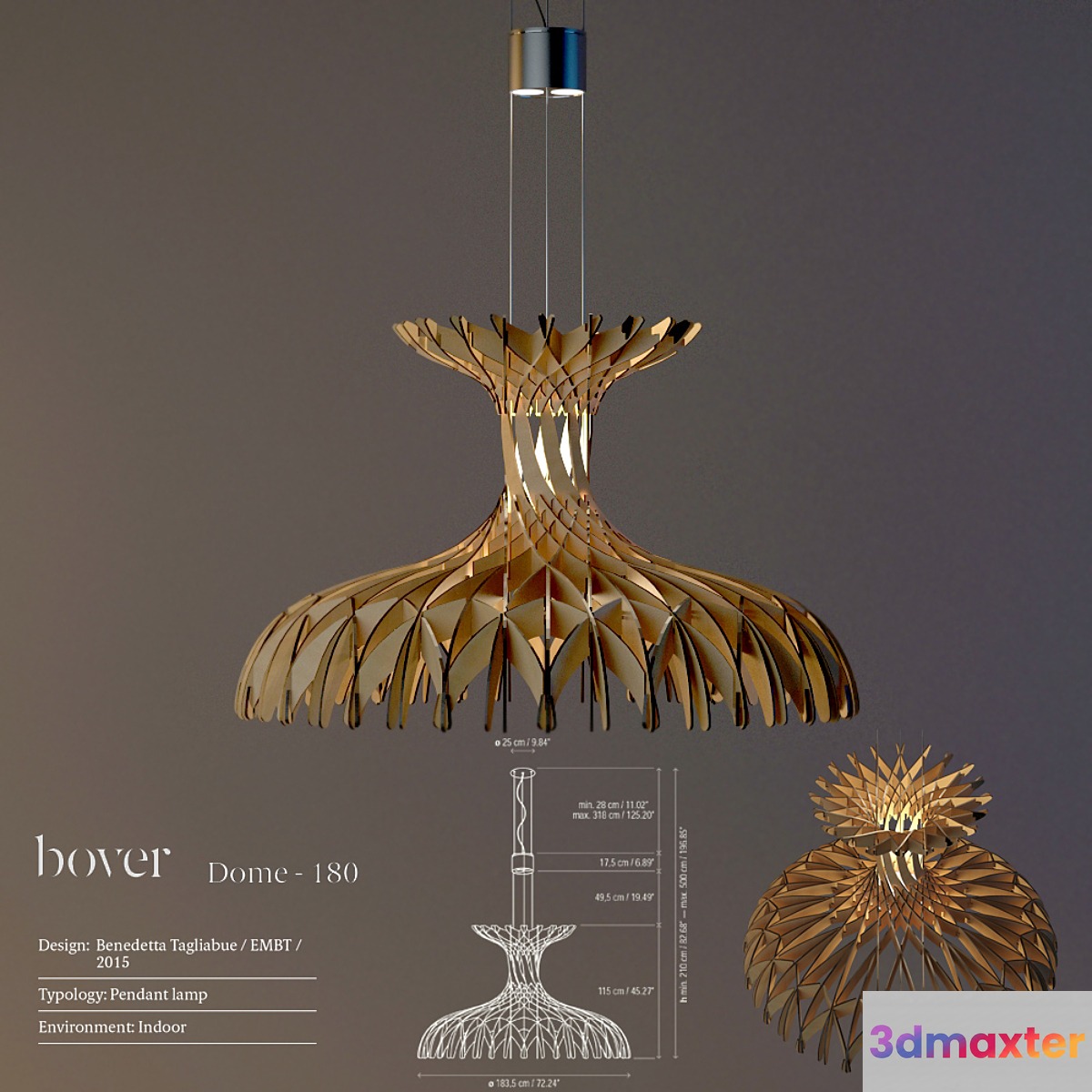 Bover Pendant Dome 180 Chandelier - Design by Benedetta Tagliabue -