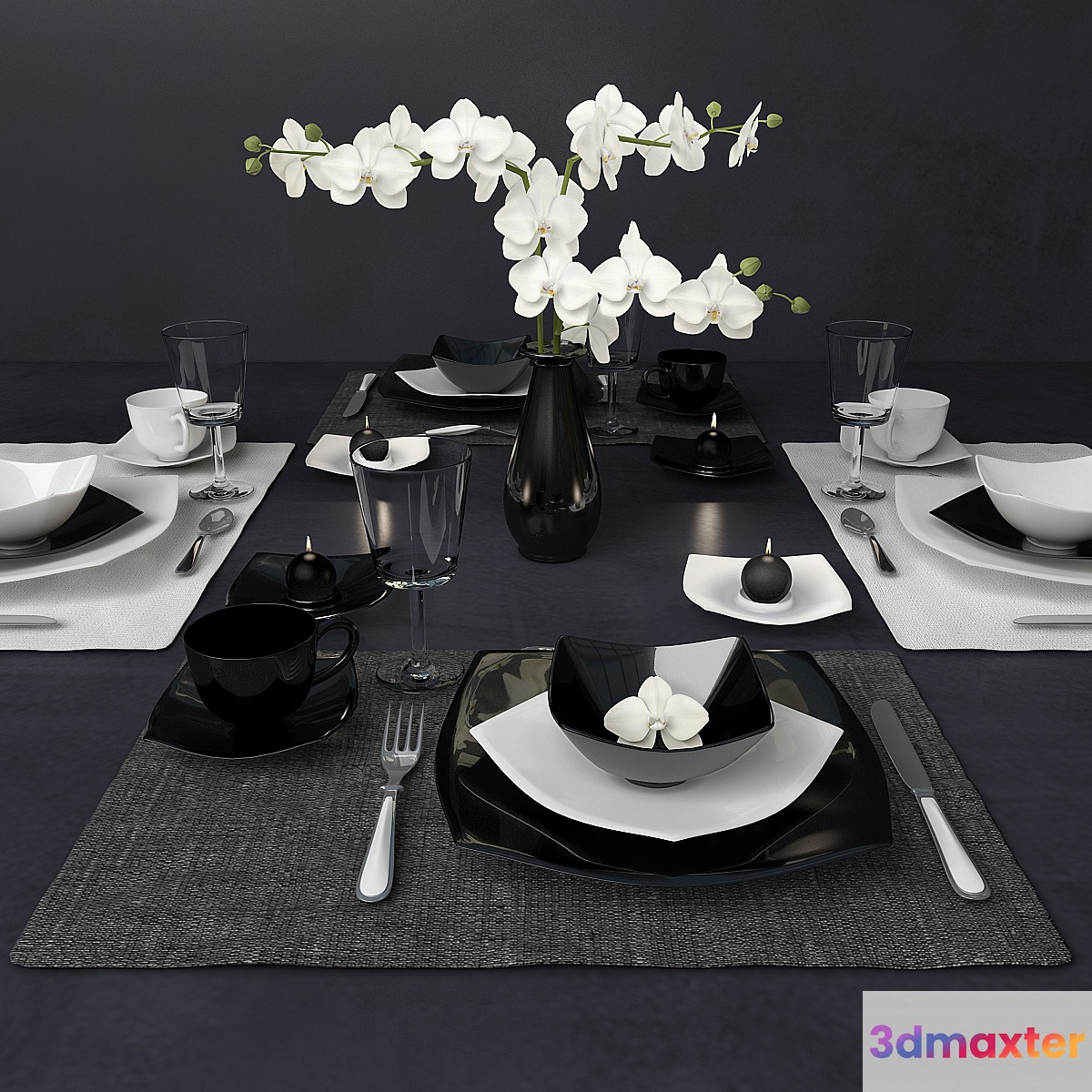 Black and white crockery
