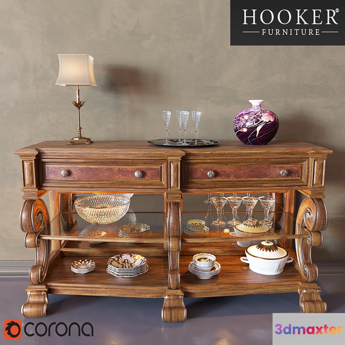 Mirrored_Back_Console_Table 3D Max