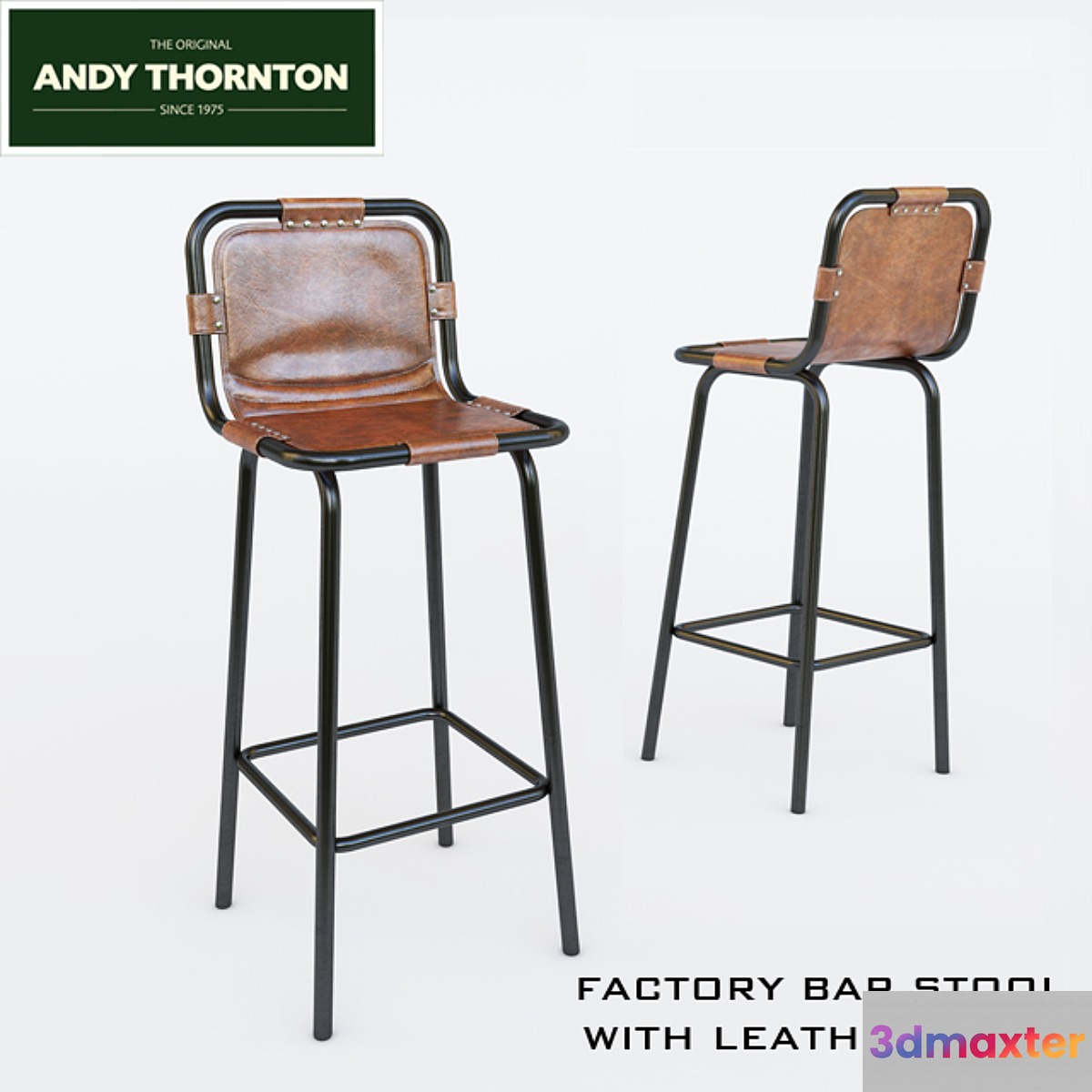 FACTORY BAR STOOL WITH LEATHER SEAT