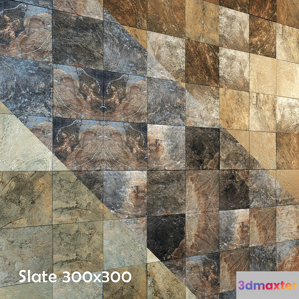 Indian slate in three colors 3D Max
