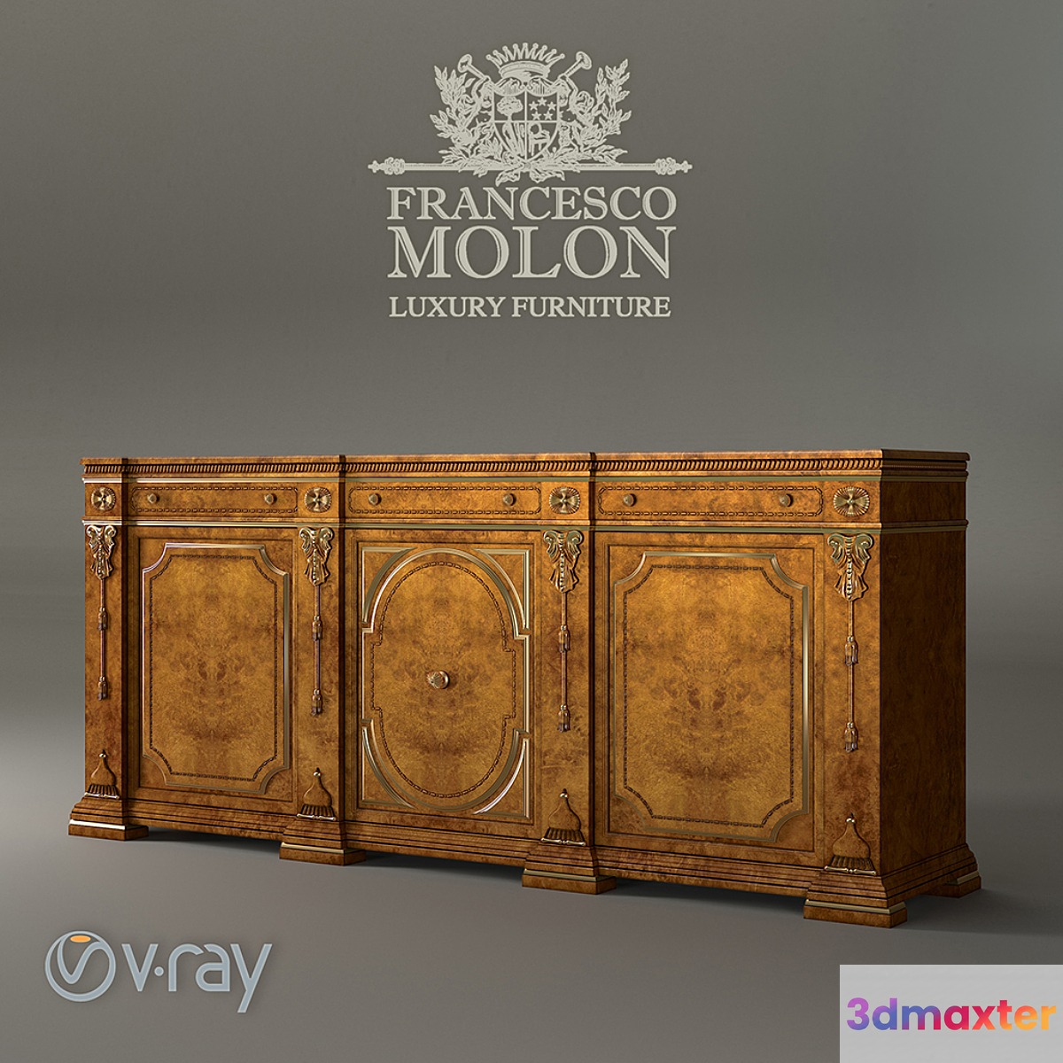 Francesco Molon C3D 16th century walnut carved sideboard