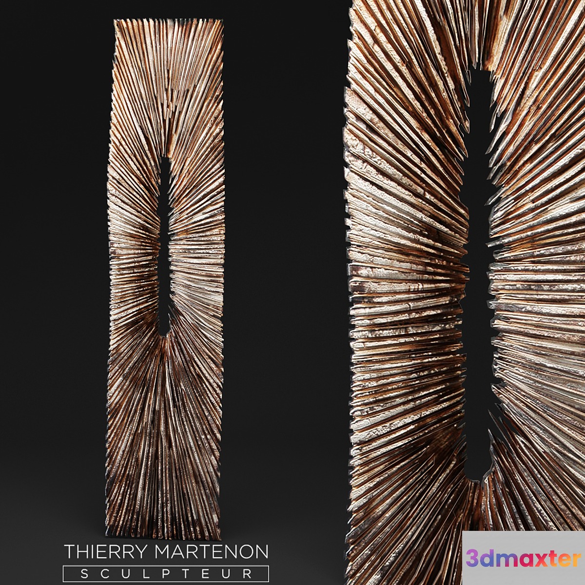 Thierry Martenon figurine carving abstraction contemporary art art wall-mounted painting wooden decor eco eco-design sculpture