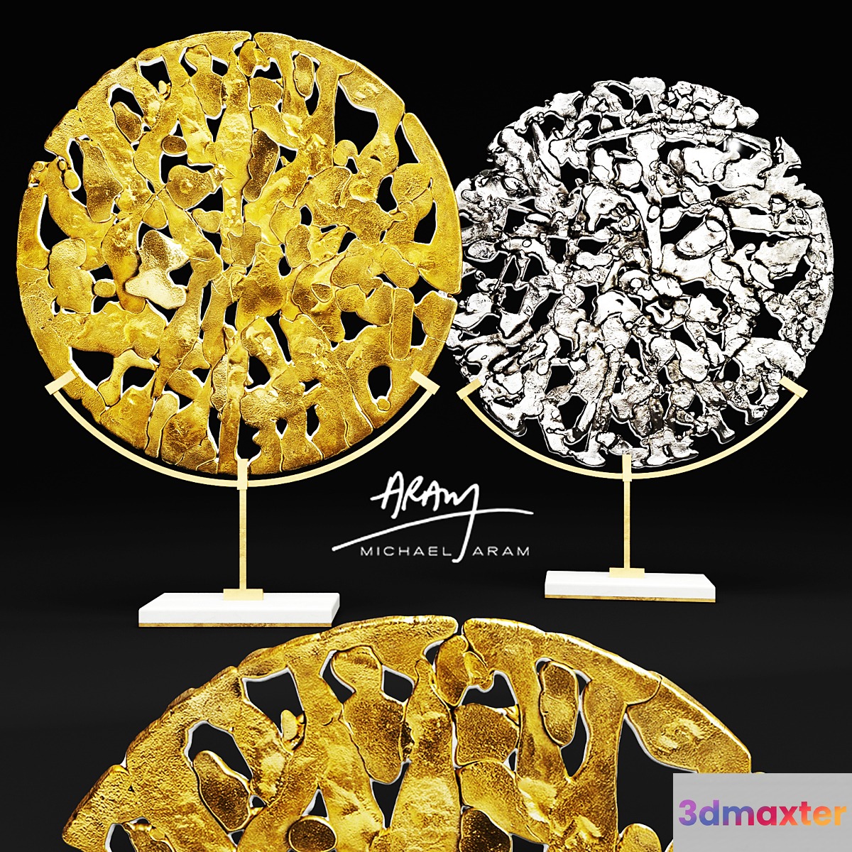 Michael Aram. Golden Disk. Horchow luxury decor figurine metal