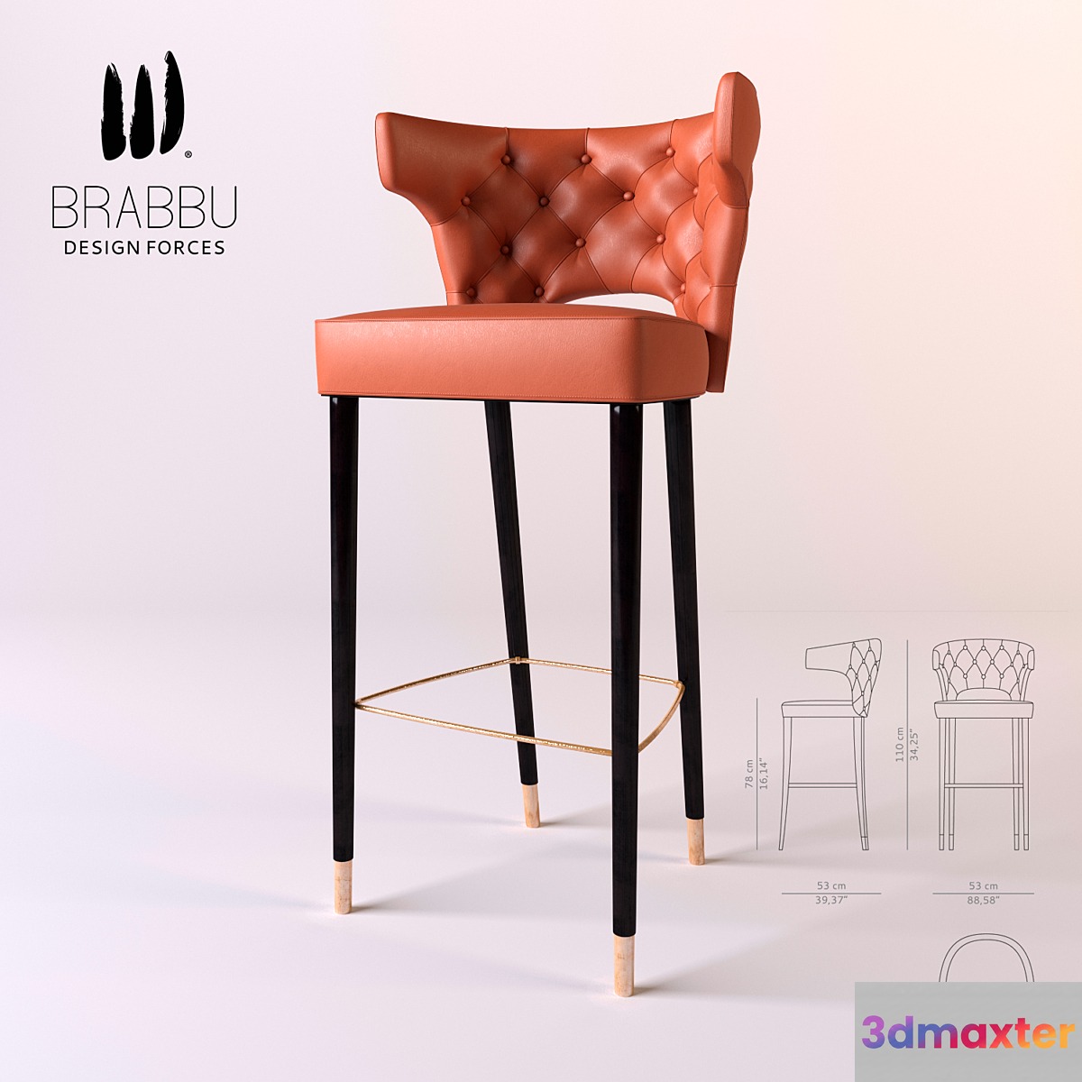 BRABBU design KANSAS BAR CHAIR