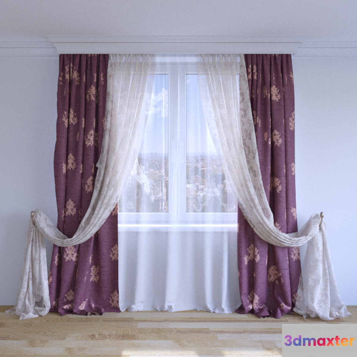 Curtain Red 3D Max