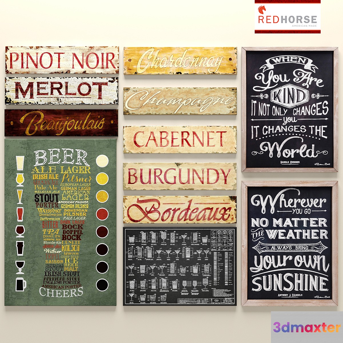 A set of plates from the Red Horse Signs plate signboard picture decor for a cafe bar alcohol