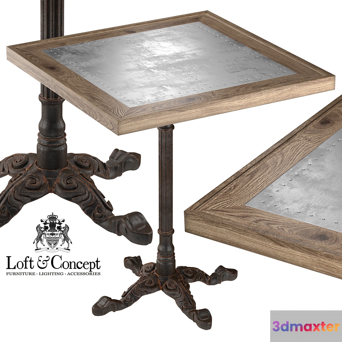 RESTAURANT TABLE SQUARE METAL SHEET 3D Max