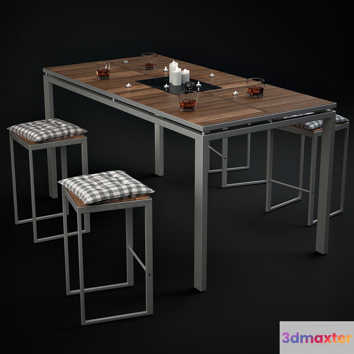Table and chairs with accessories Morrison Table 3D Max