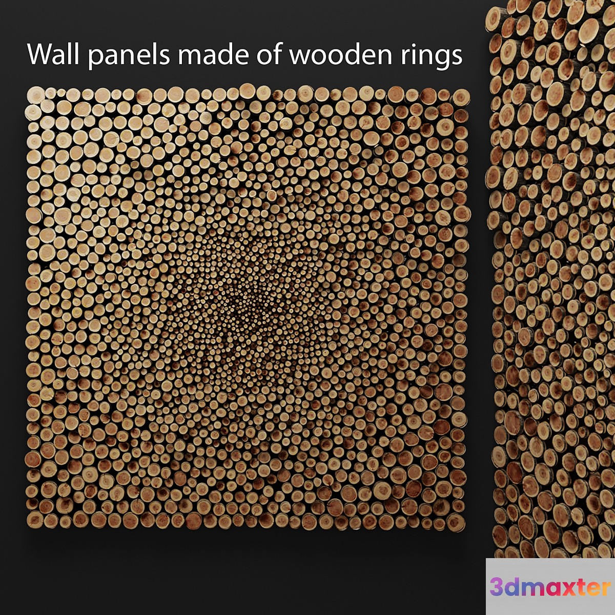 Wall decor of wooden rings. panel wooden decor disks rings cut cut picture decorative wall eco design style