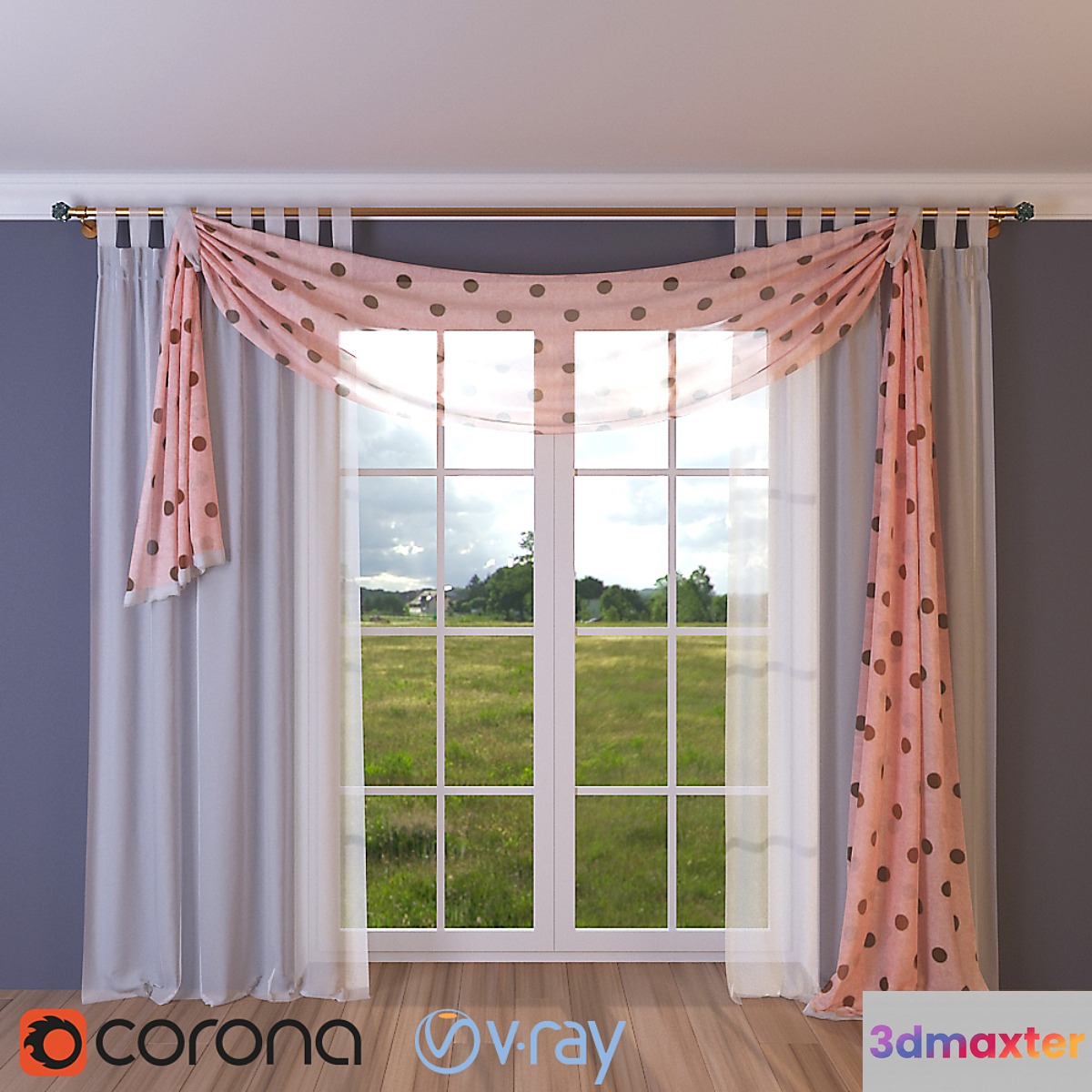 Curtains in the nursery 3D Max
