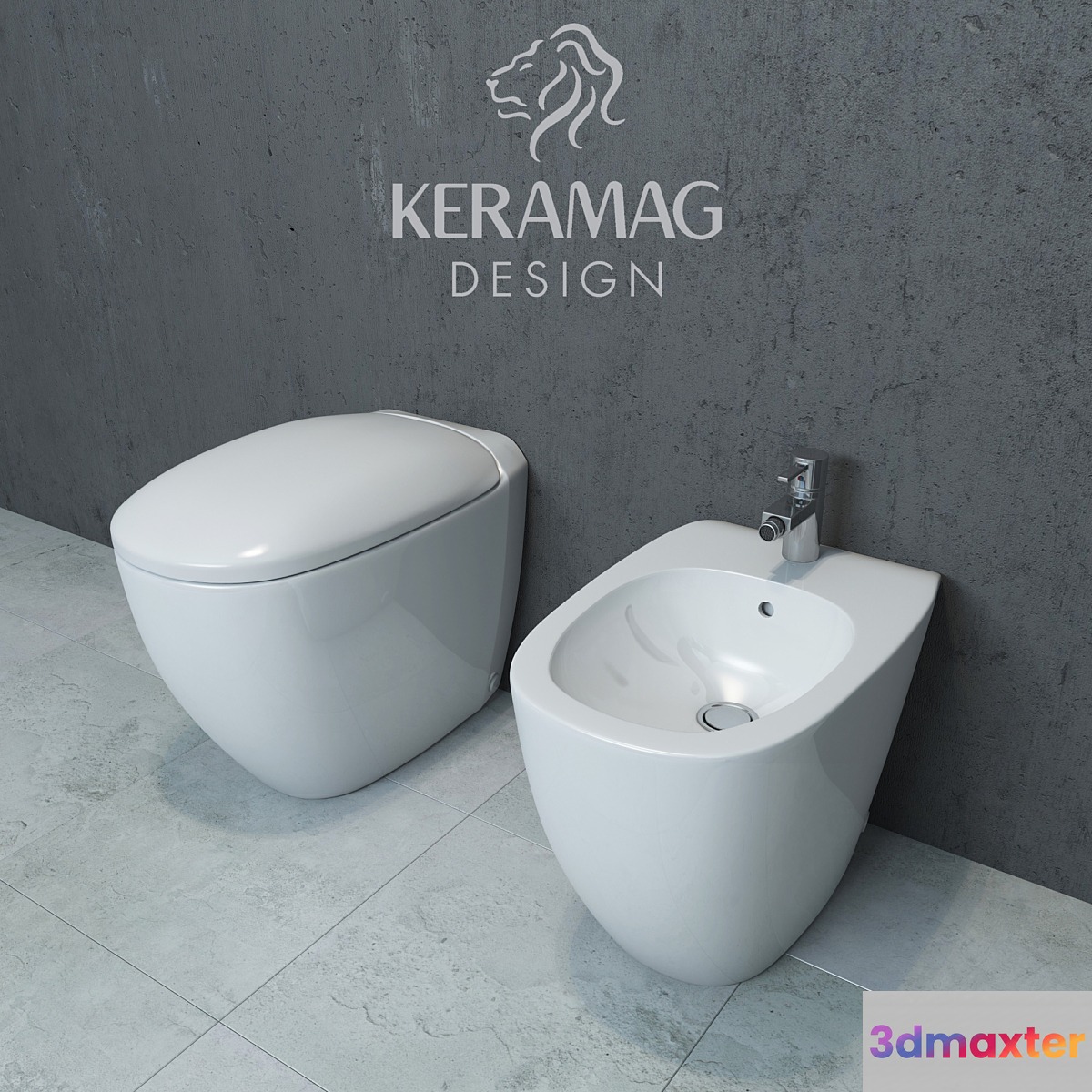 Keramag Citterio squat toilet and bidet 3D Max