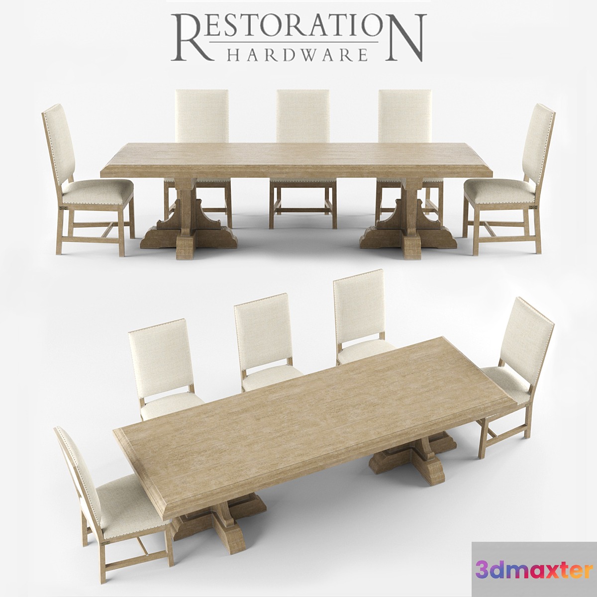 17TH C. FRENCH BASTIDE OAK RECTANGULAR DINING TABLE 3D Max