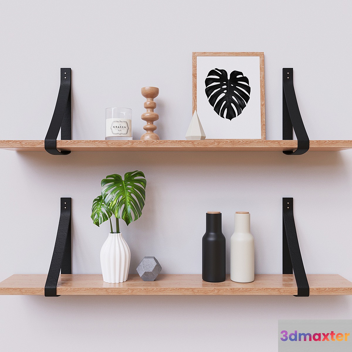 Decor on a shelf with Monster 3D Max