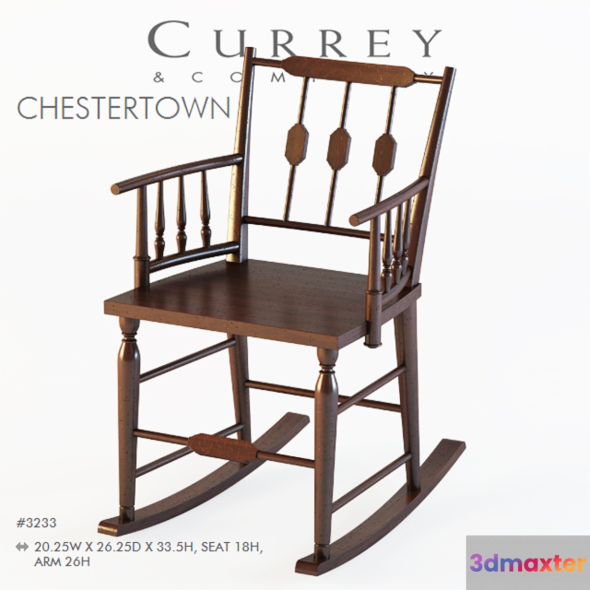Currey & Company _ Chestertown Rocking Chair 3D Max