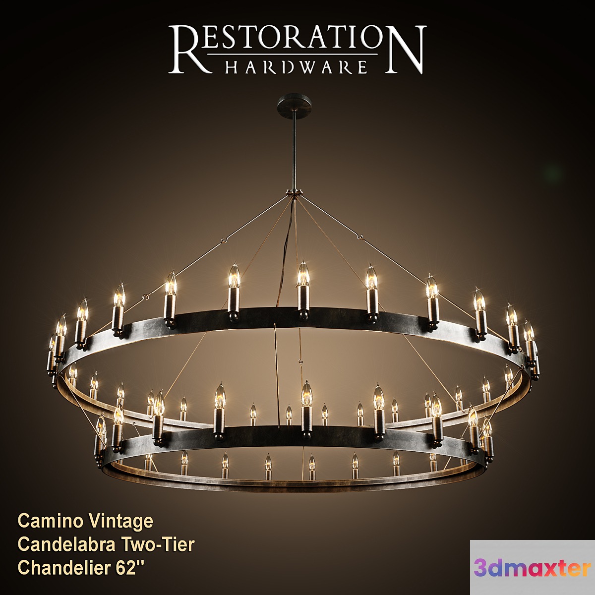 RH Camino Vintage Candelabra Two-Tier Chandelier 62 