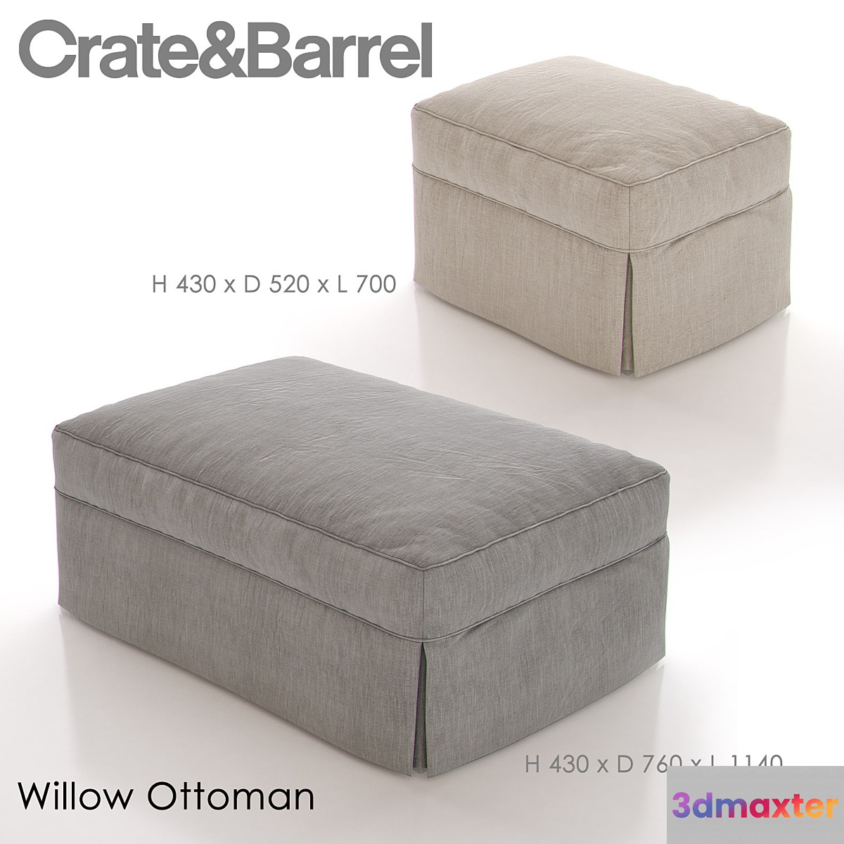 CRATE and BARREL WILLOW Ottoman - No.2