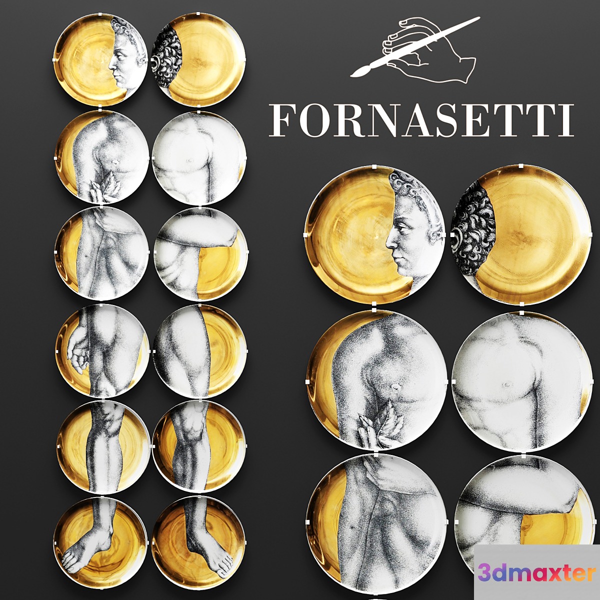Wall decor FORNASETTI. panels plates gold luxury wall decor luxury david