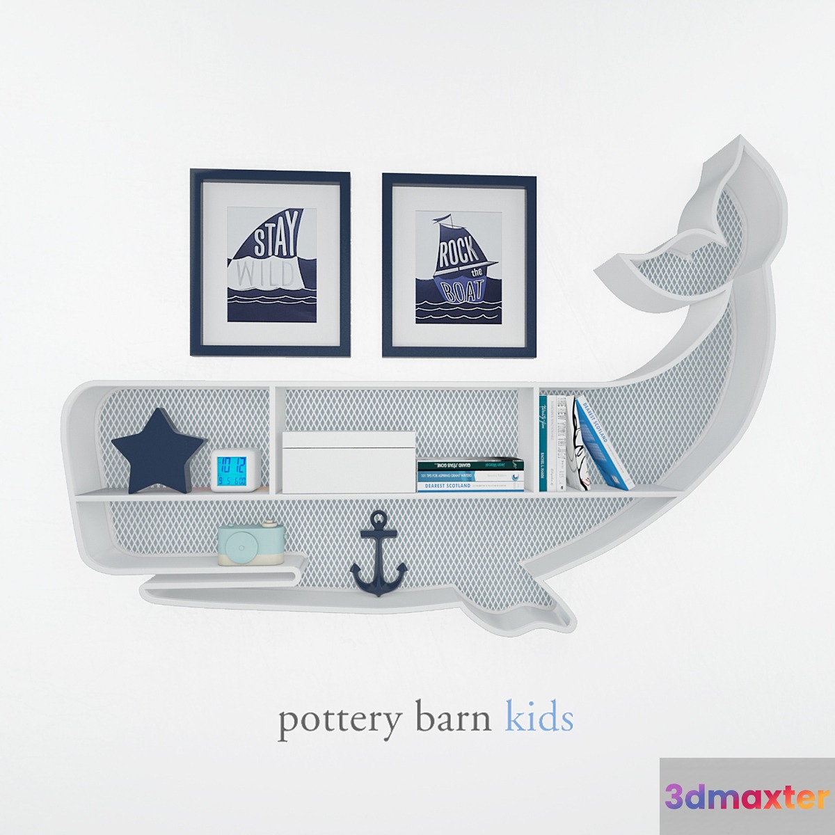 pottery barn kids whale shelf 3D Max