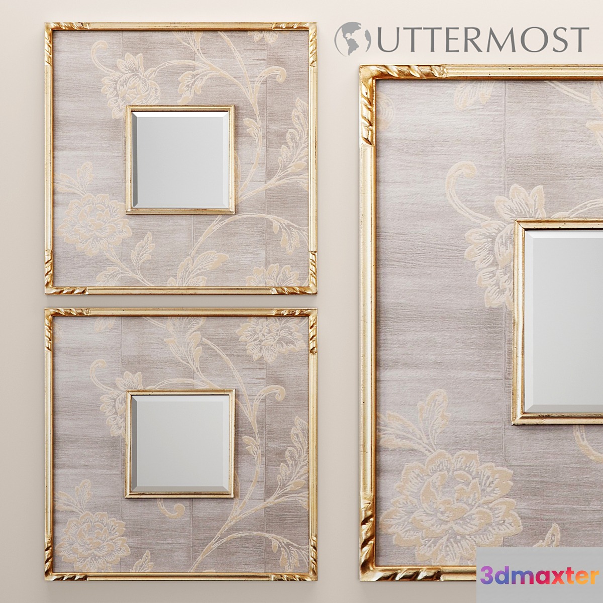Evelyn Square Mirror luxury golden decorative frame Uttermost wall decor decorative interior mirror