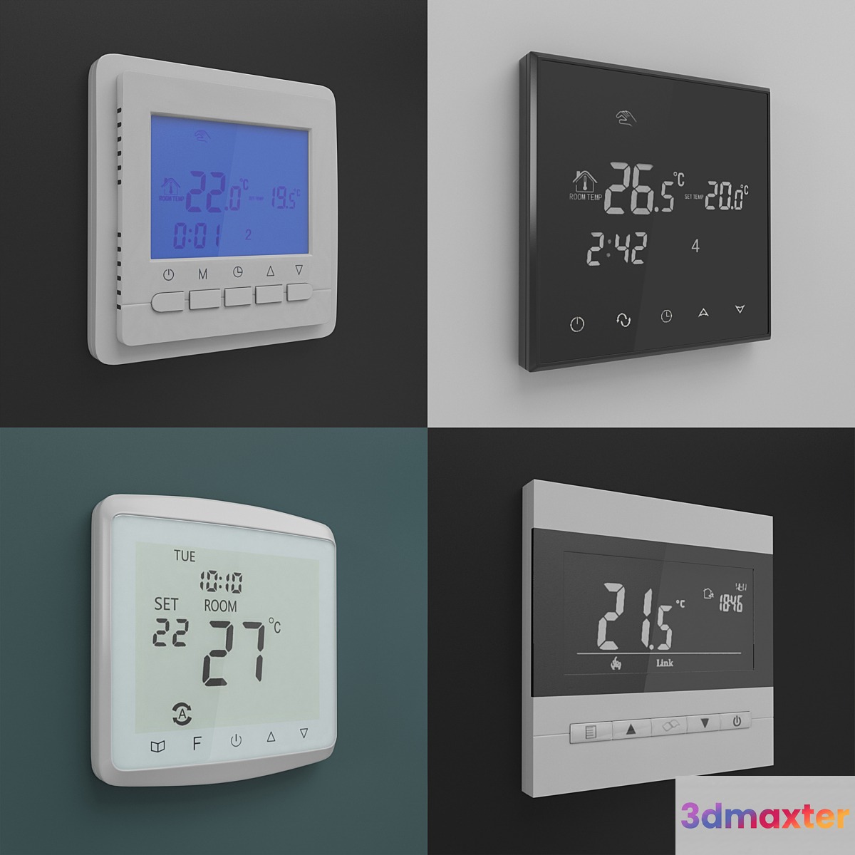 Touch Screen Thermostats 3D Max