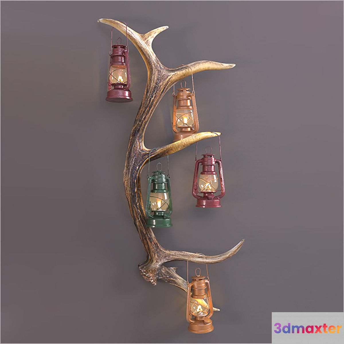 Antler oil lamp 3D Max