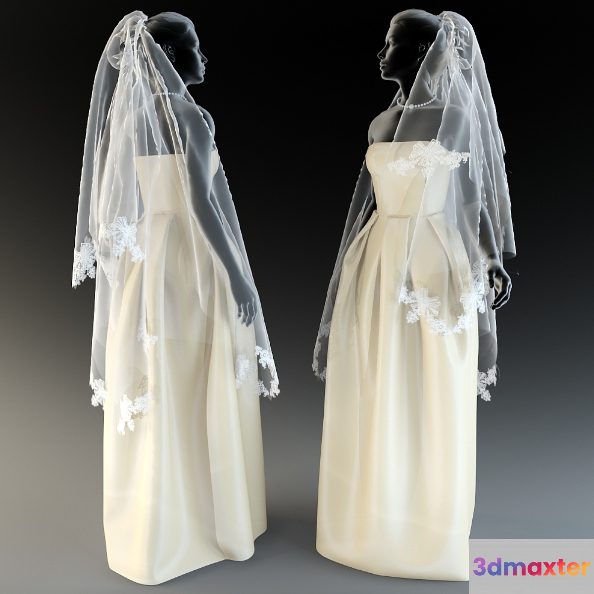 wedding dress with veil-2