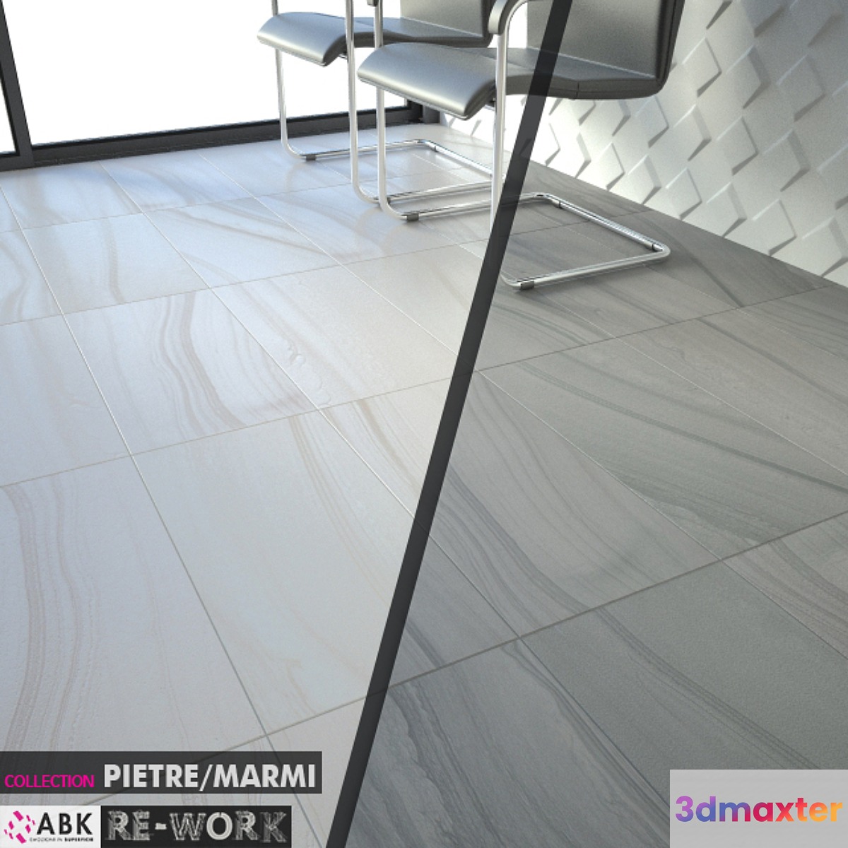 ABK COLLECTION PIETRE MARMI RE-WORK SINGLE 2 GREY WHITE Set 06 - No.2