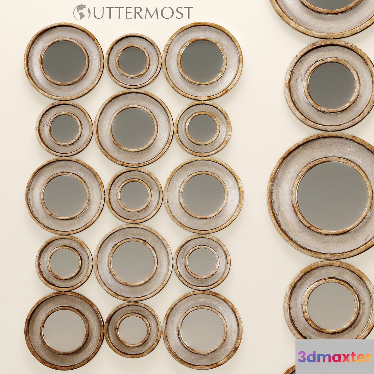 Vobbia Metal Circles Mirror. Uttermost mirror circle discs wall decor Aged panel decorative