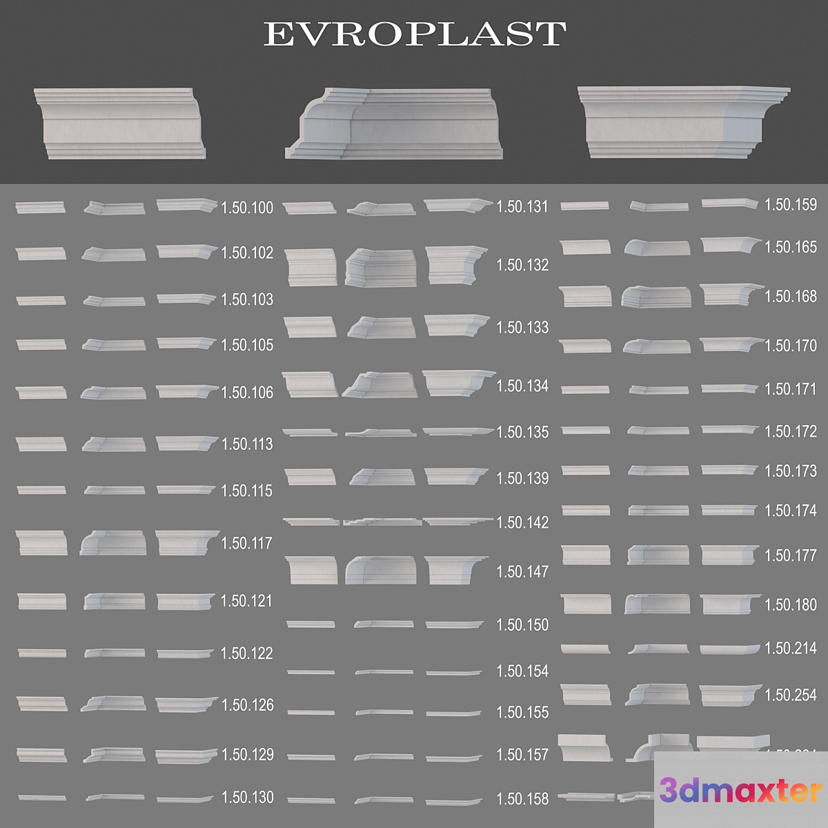 Cornices Evroplast 3D Max