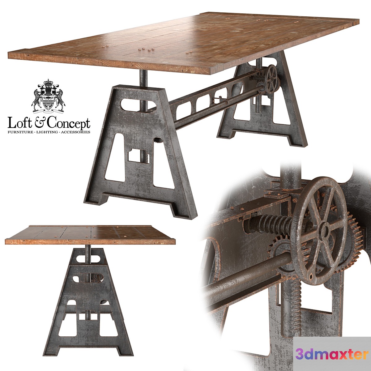 GARIBALDI Dining Table Industrial 3D Max