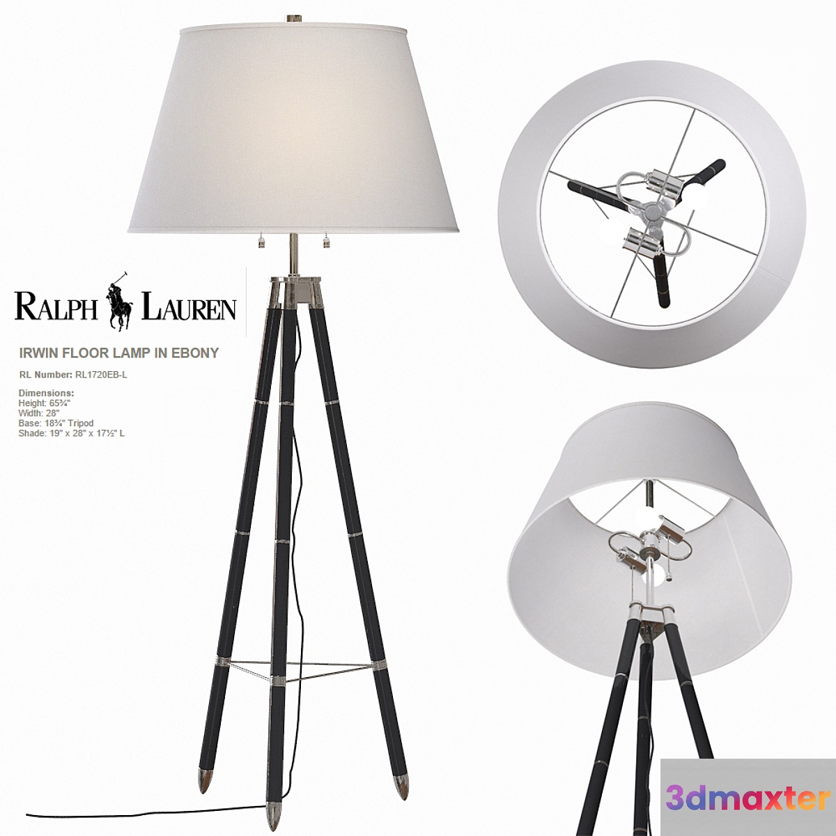 Ralph Lauren IRWIN FLOOR LAMP IN EBONY RL1720EB-L