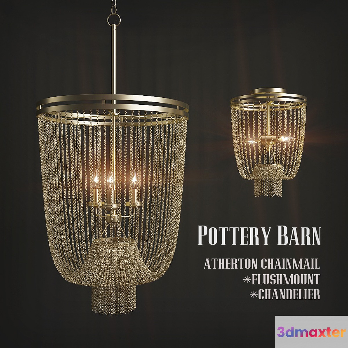 Chandeliers POTTERY BARN ATHERTON CHAINMAIL FLUSHMOUNT _ CHANDELIER