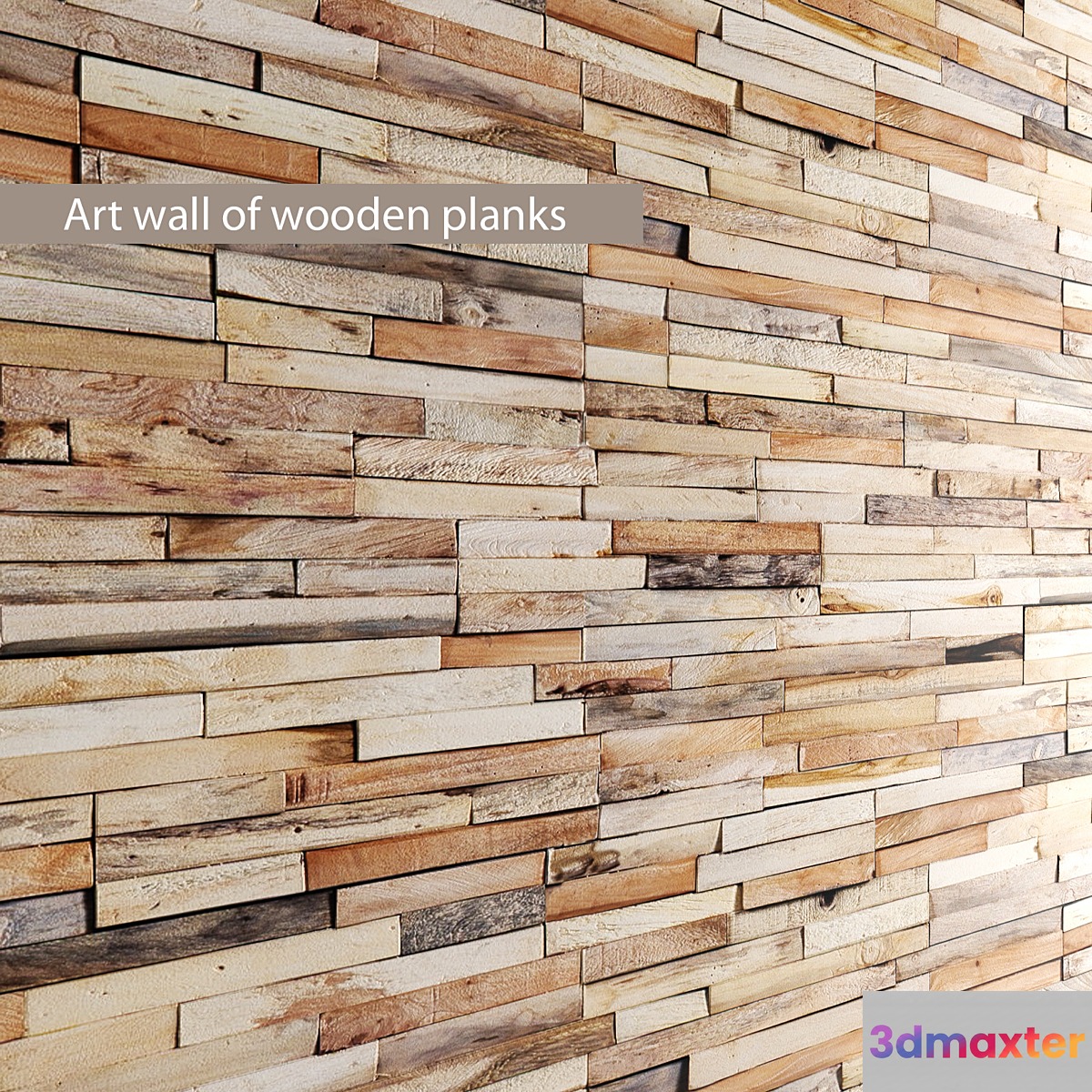 ART wall of boards. wall decor plank panels wooden decor boards wooden wall panel slats - No.2 3D Max