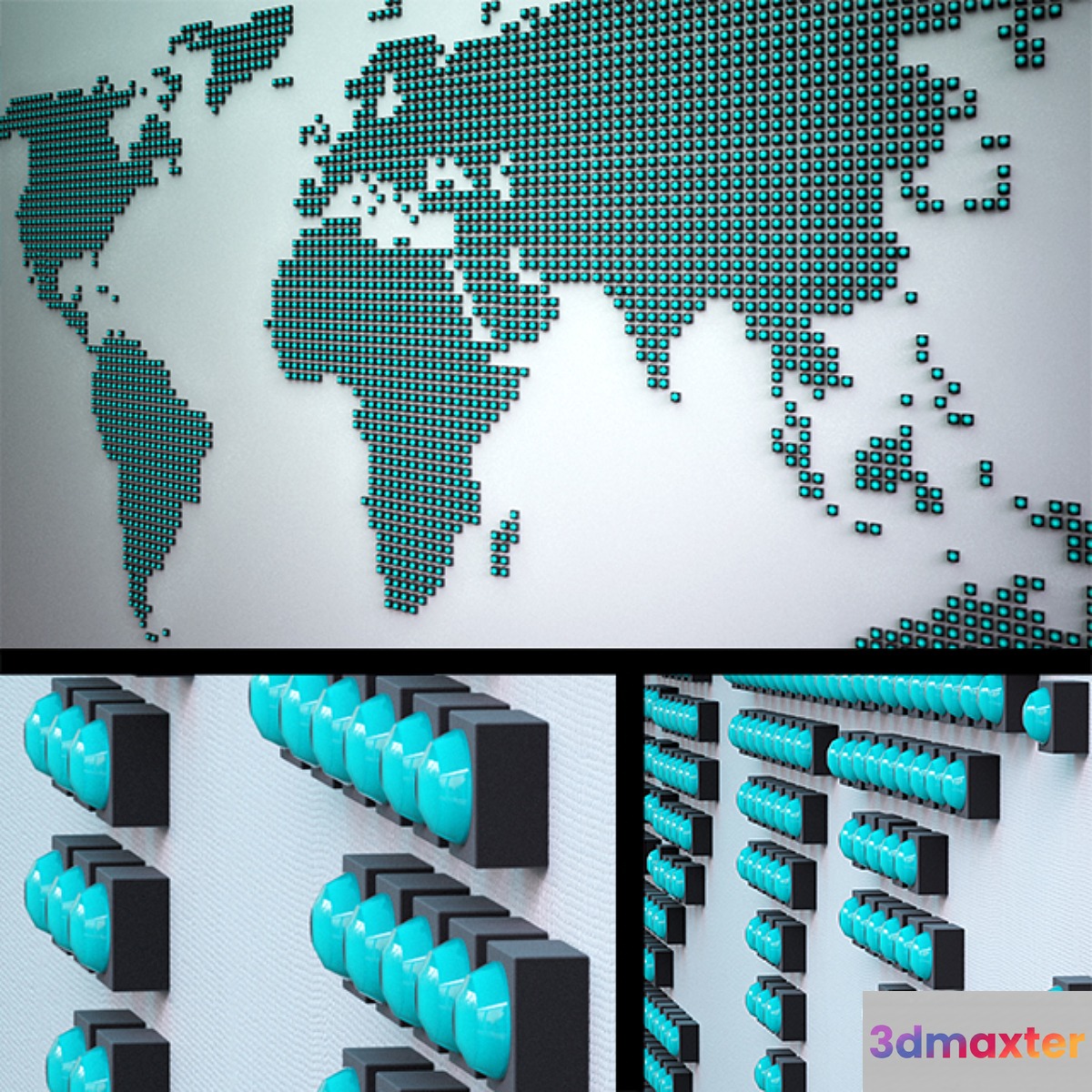 World map dots 3D Max