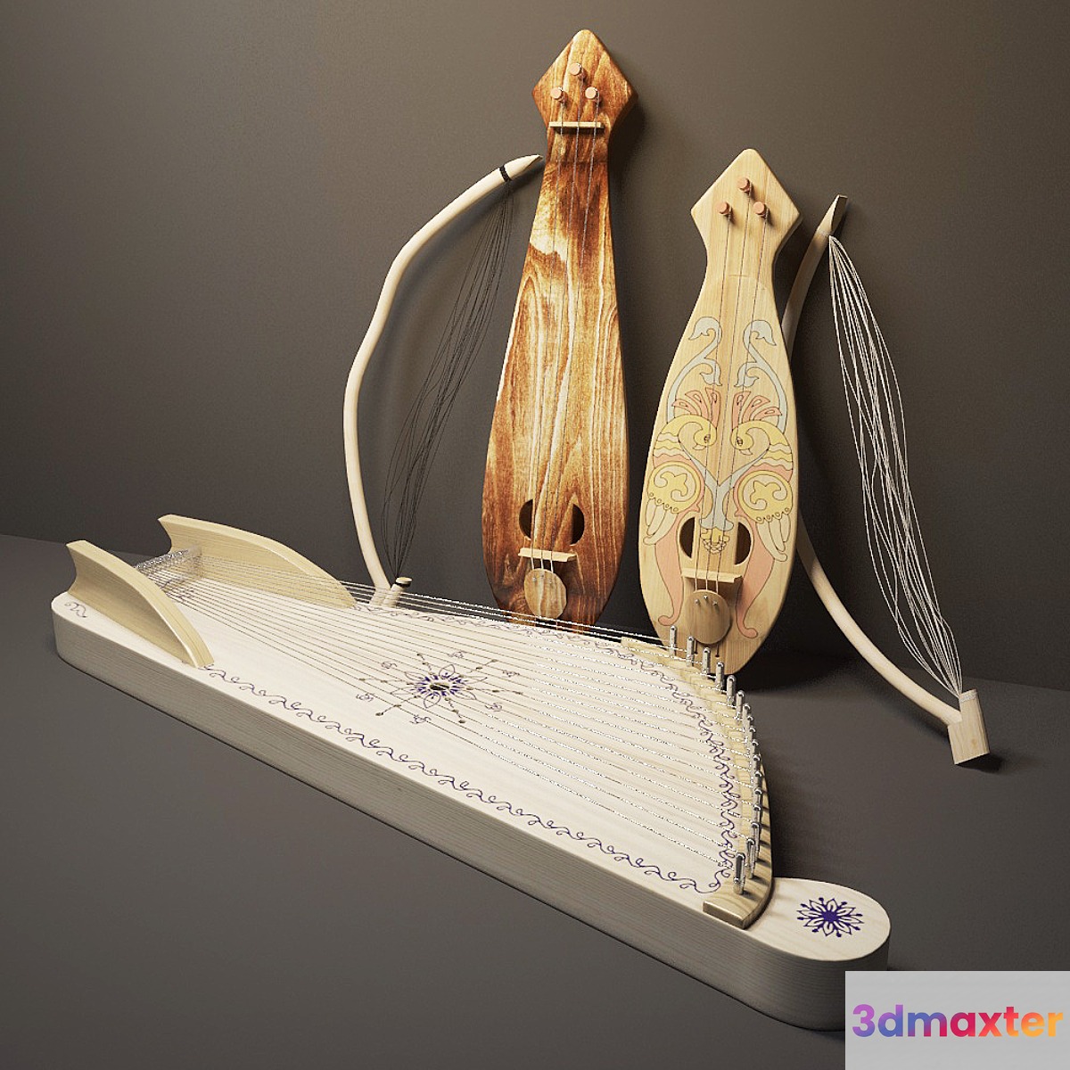 Musical Russian stringed instruments 3D Max