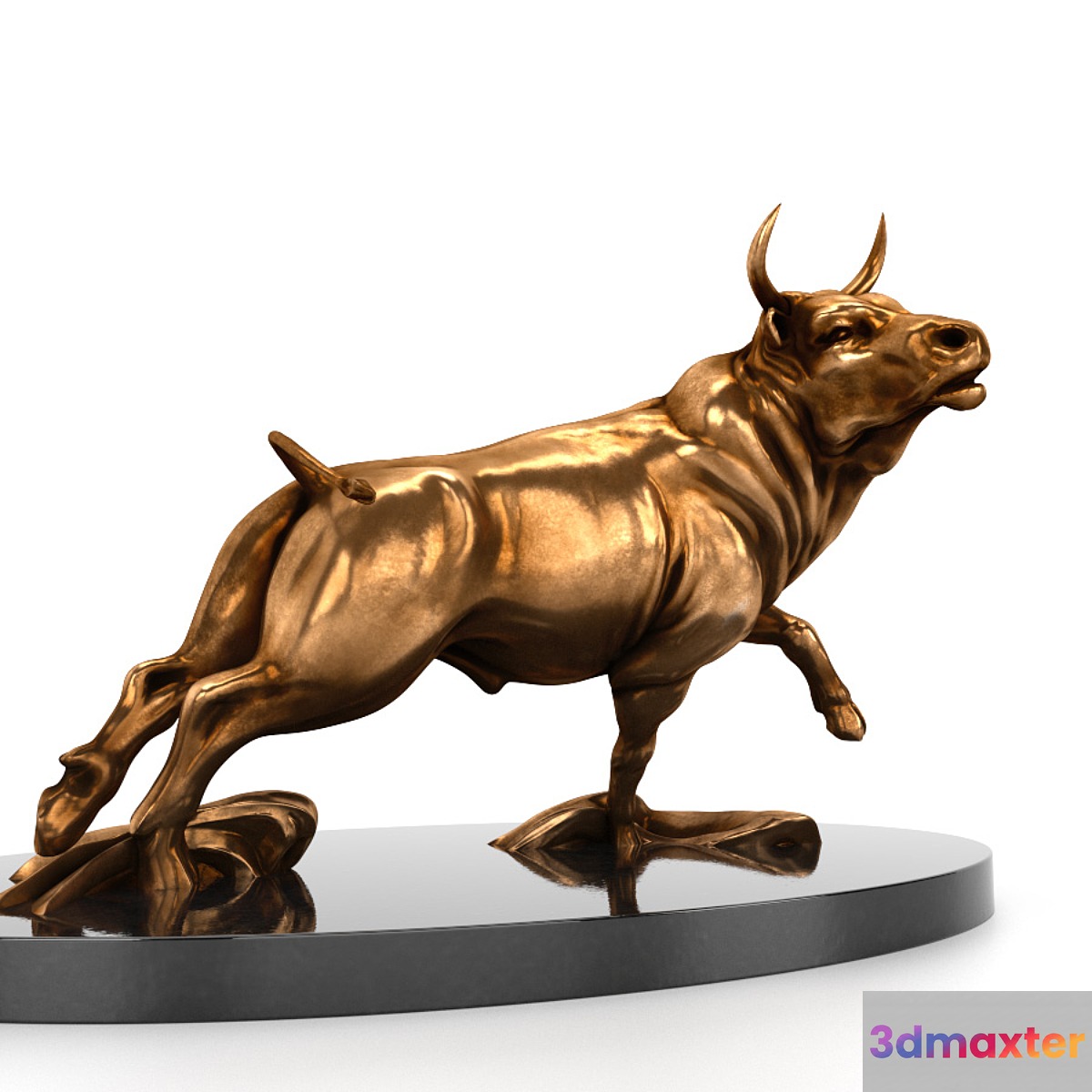 A bronze statue of a bull