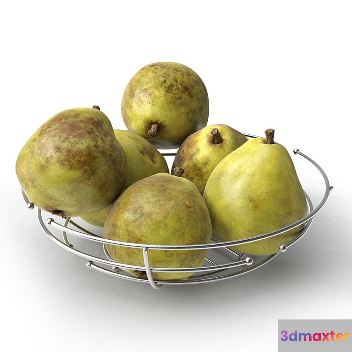 Pears in metal vase 3D Max