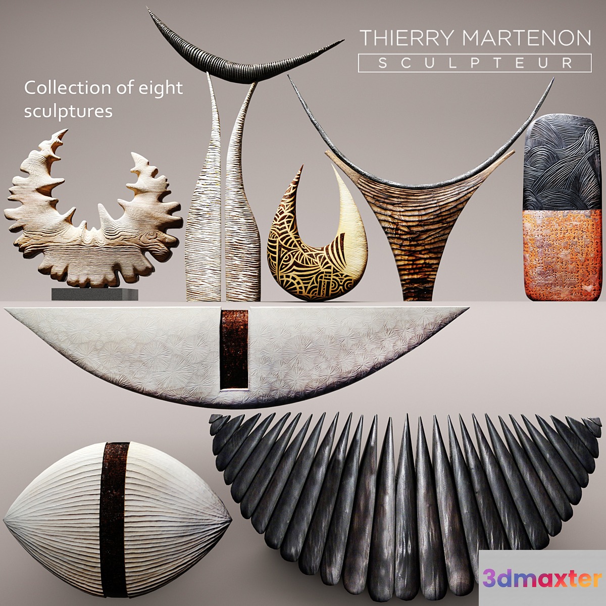 Sculpture Collection Thierry Martenon 8 pcs. figurine carving abstraction modern art art - No.3