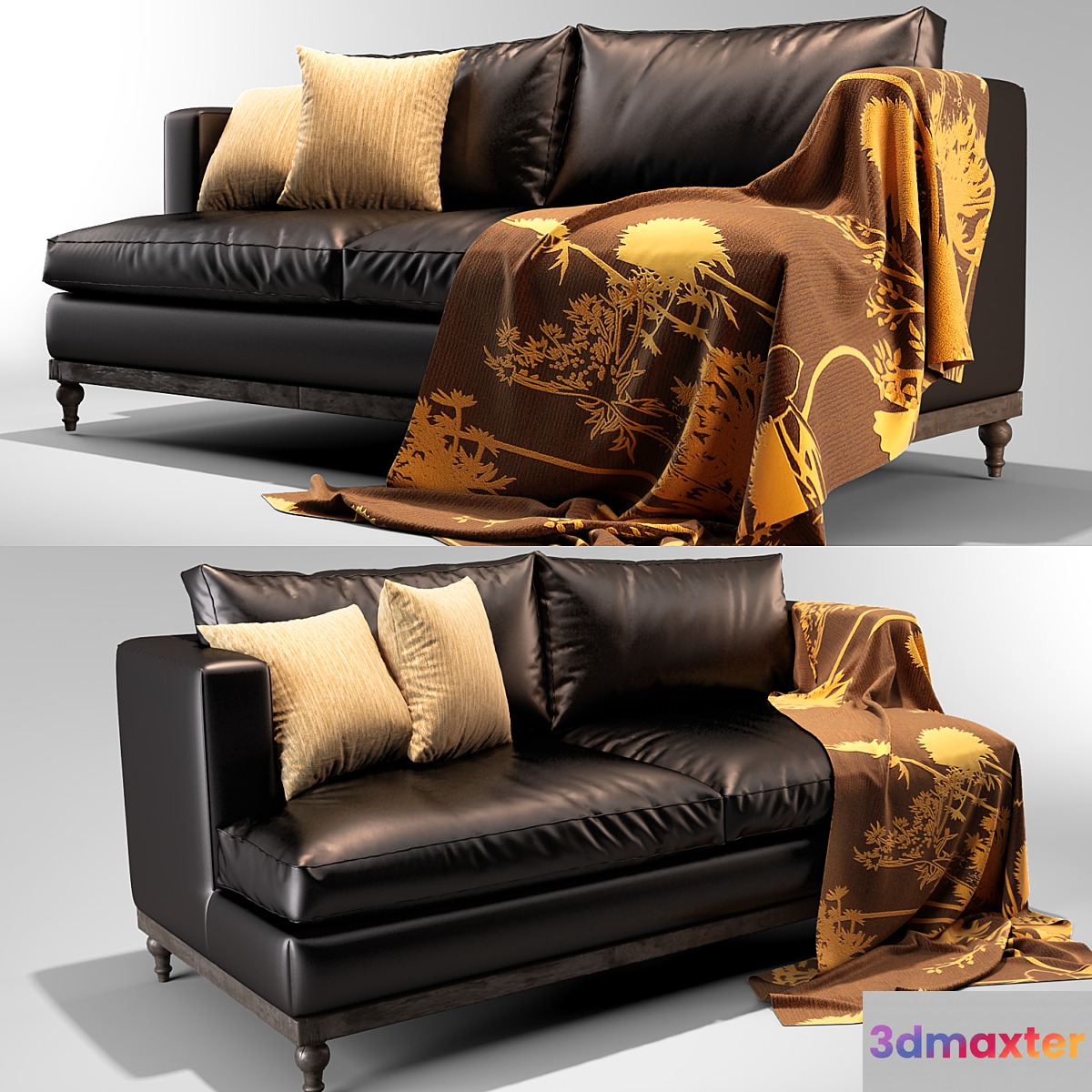 black leather sofa