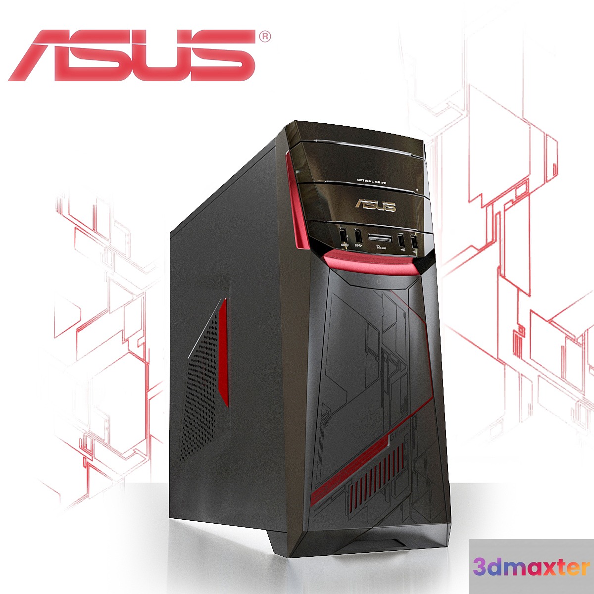 System unit ASUS ROG G11CB. Gaming computer 3D Max