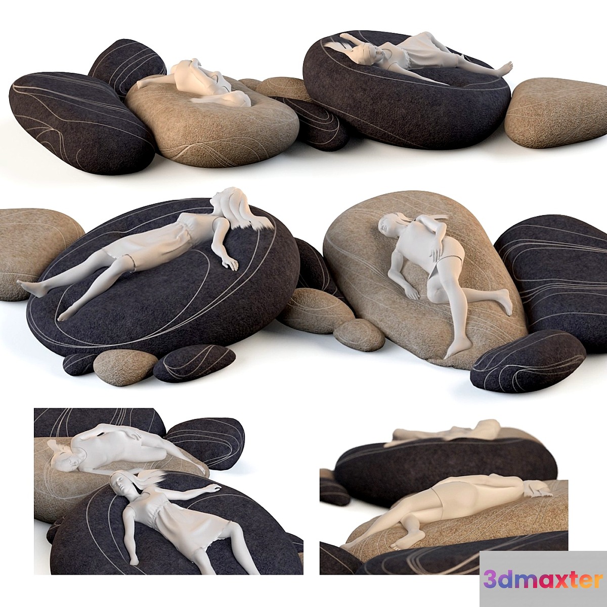 Floor cushions stones №3 (Factory) 3D Max