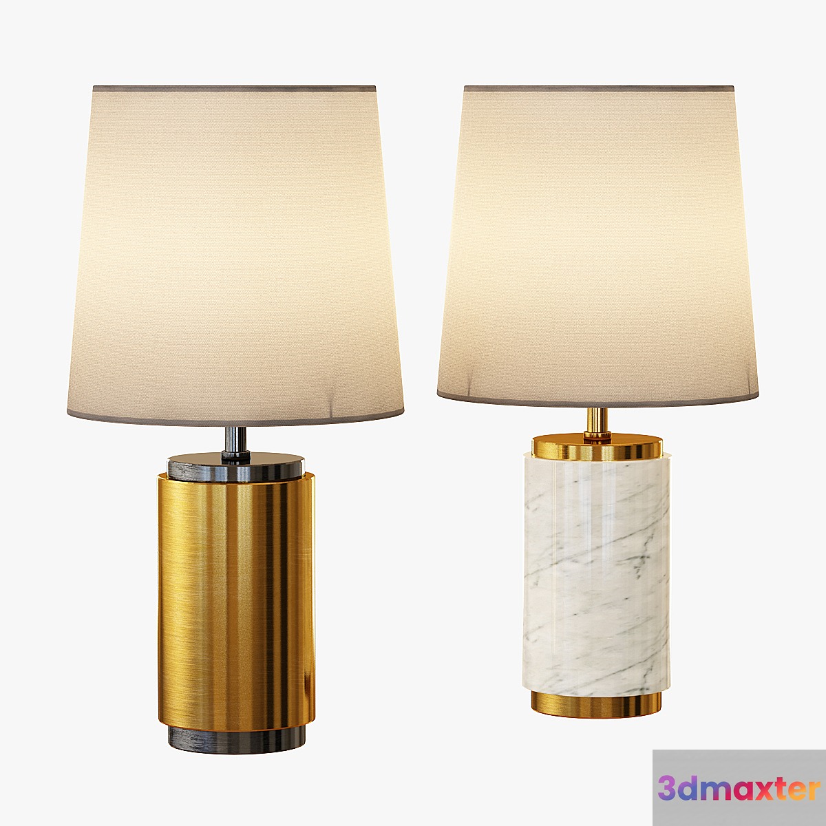 Small Pillar Table Lamp - Antique Brass 3D Max